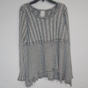 Chic Heather Y2K Gray Striped Long Sleeve Top